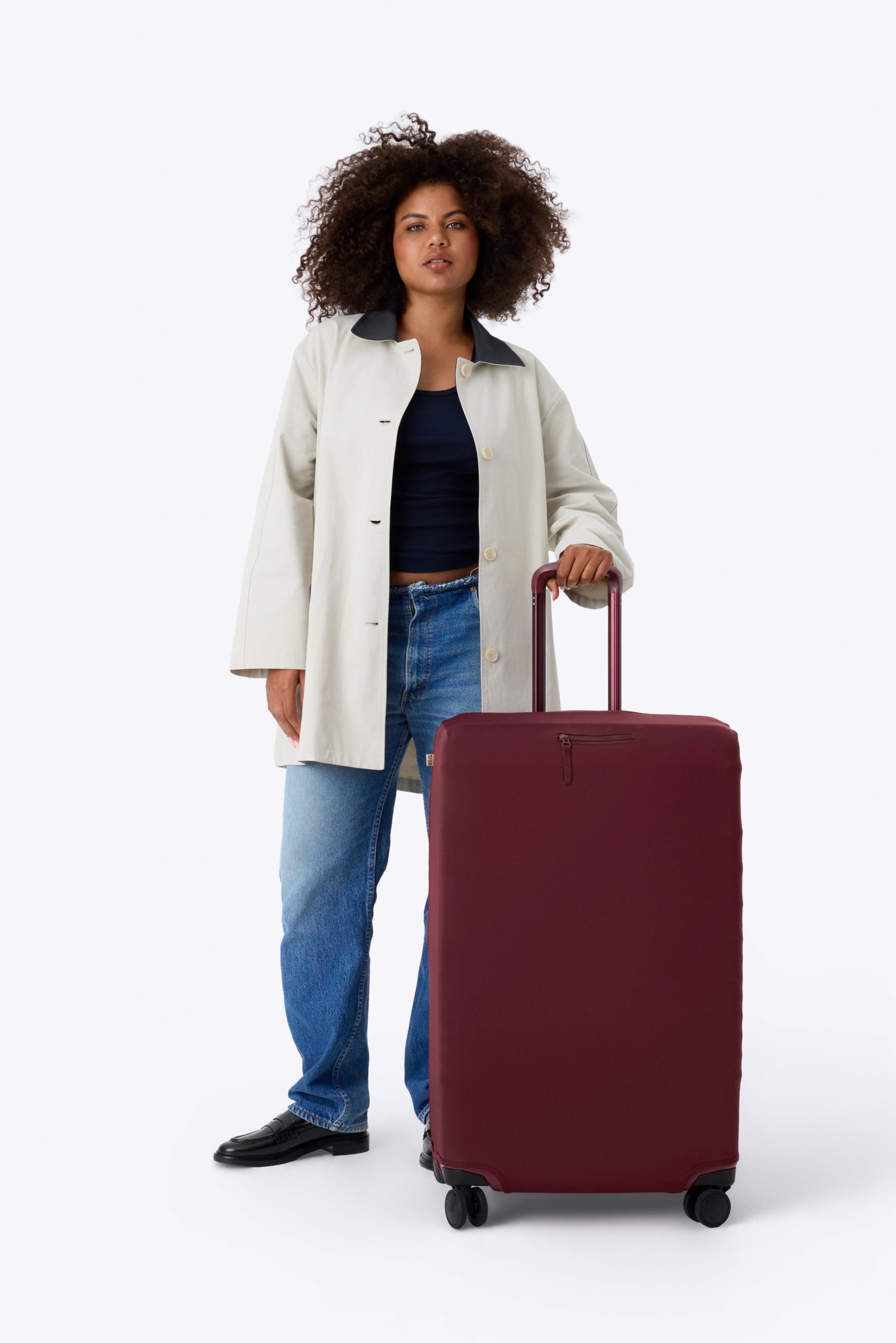 The Large Check-In Luggage Cover in Burgundy - Image 4