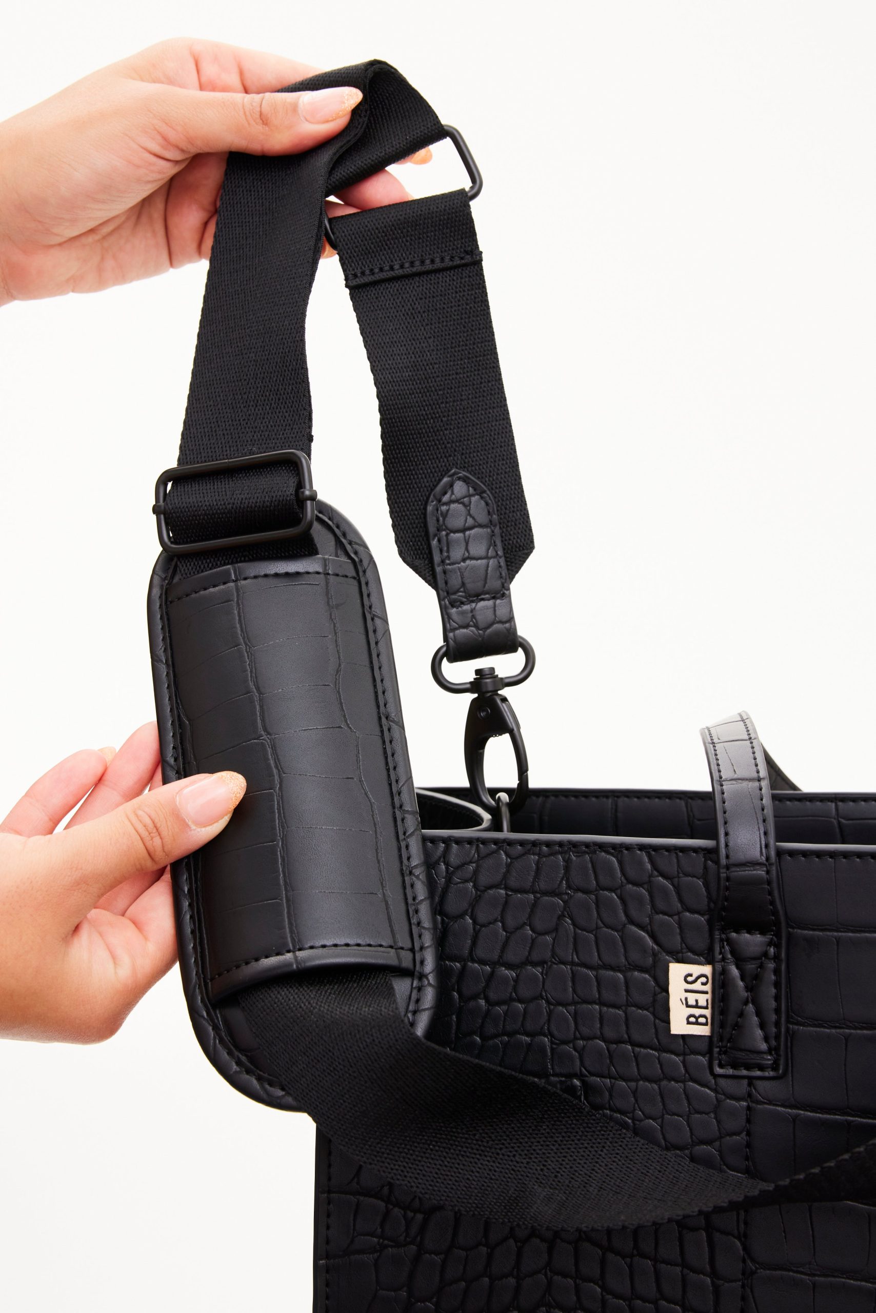 The Large Work Tote in Black Croc - Image 10