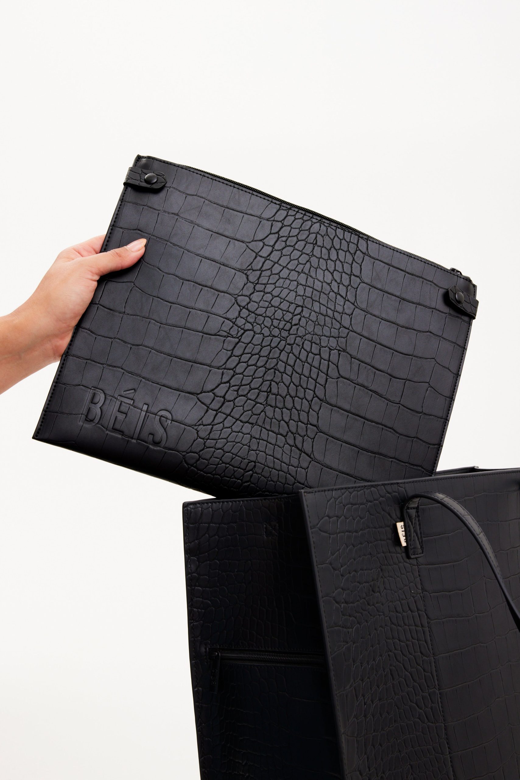 The Large Work Tote in Black Croc - Image 4