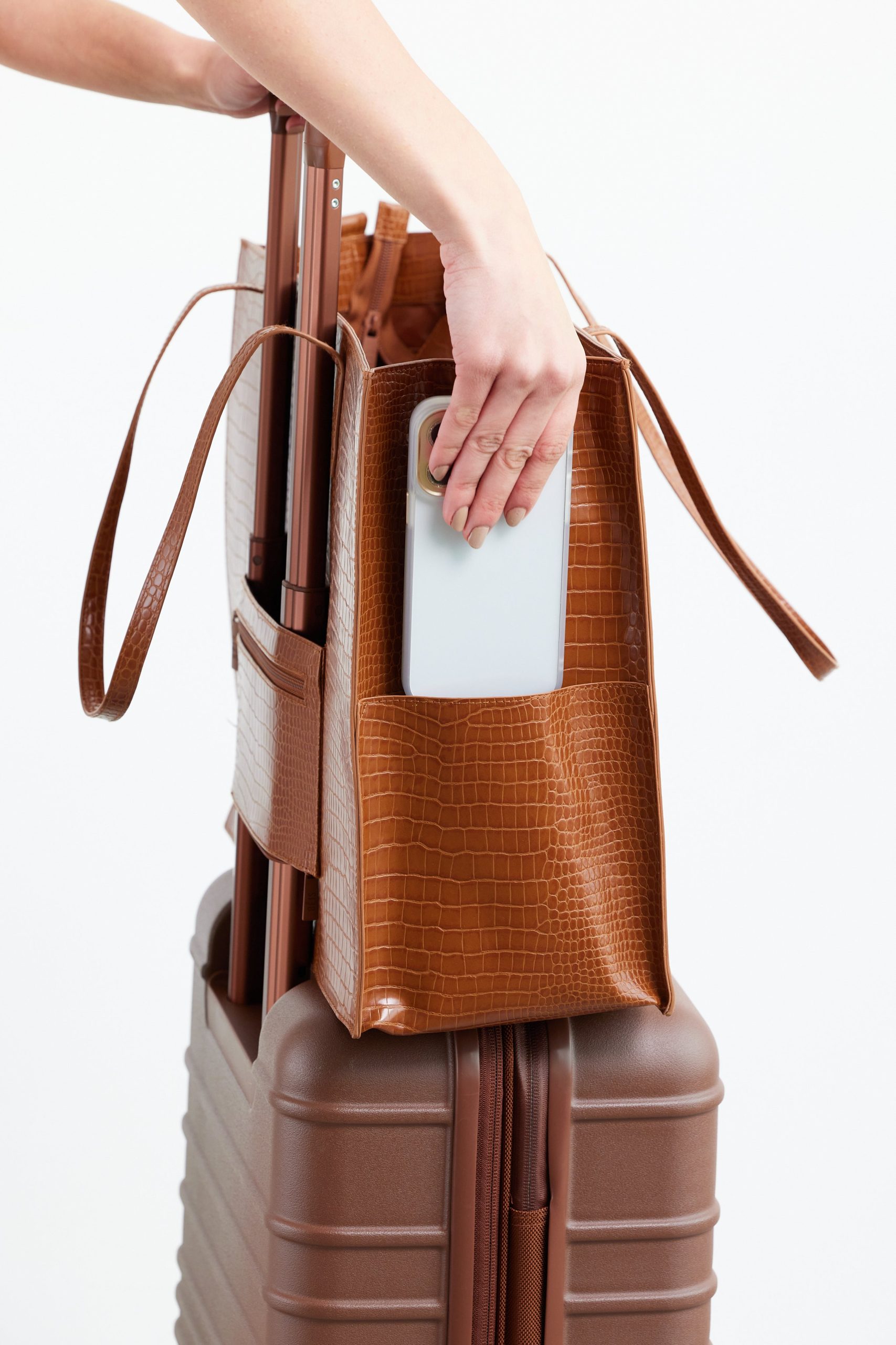 Resale The Large Work Tote in Cognac Croc - Image 8