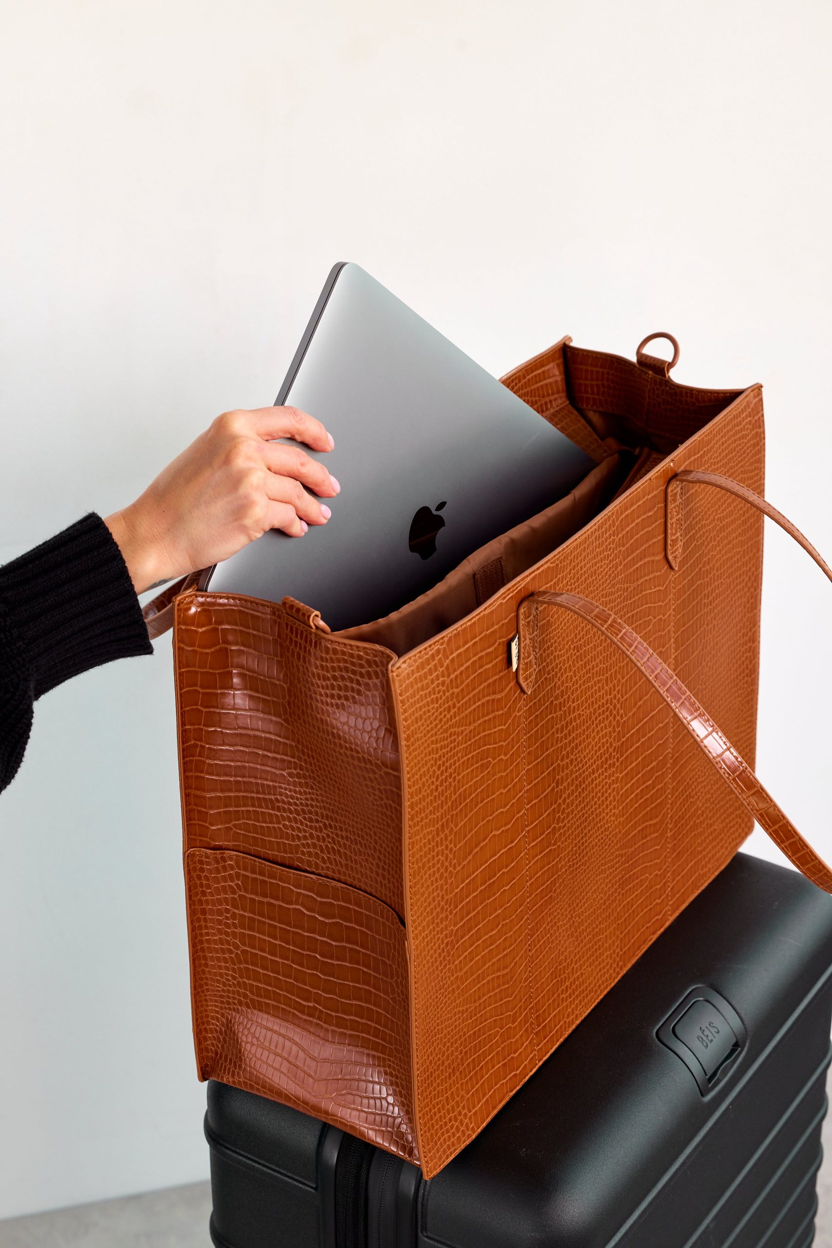 Resale The Large Work Tote in Cognac Croc - Image 10
