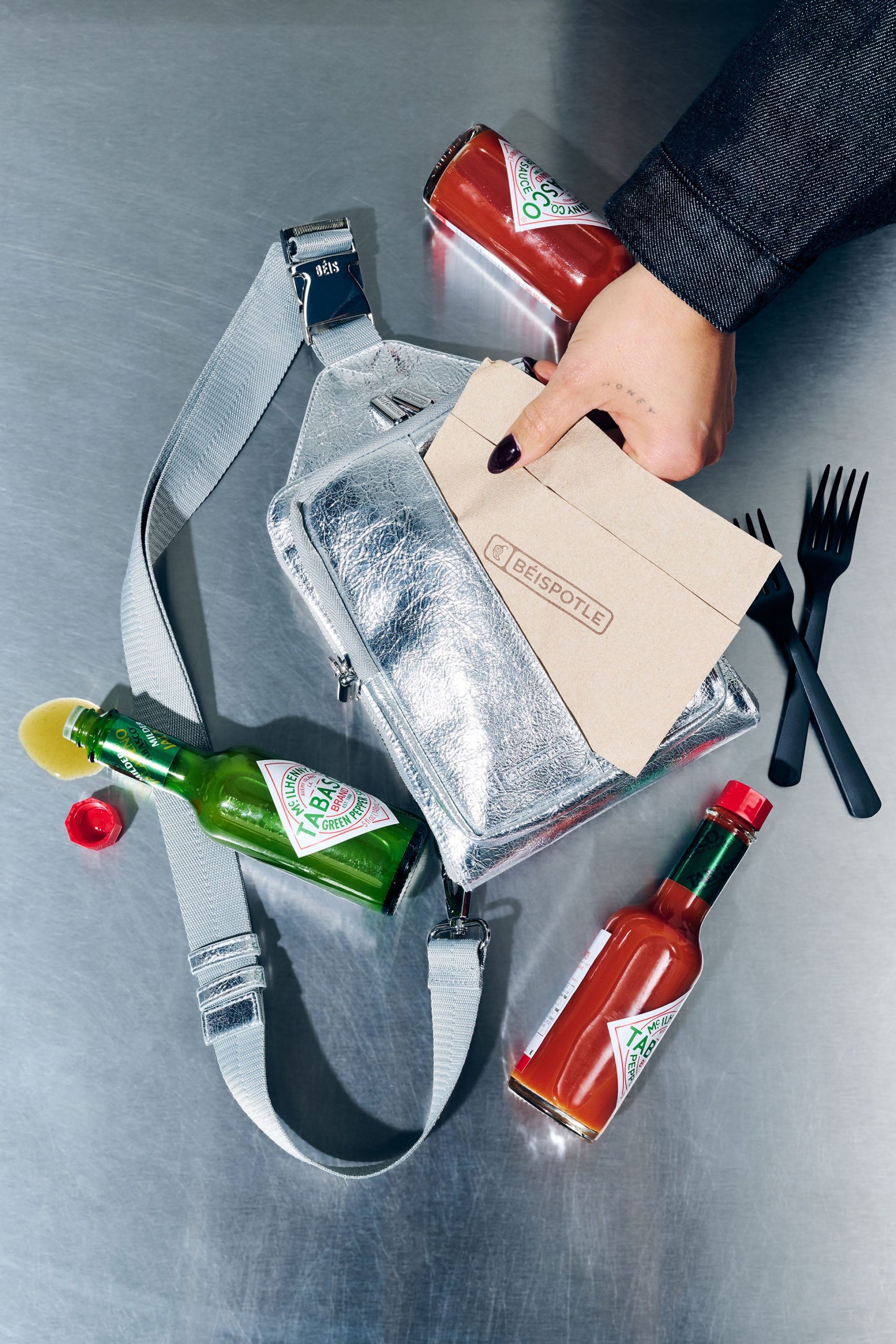 B??IS x Chipotle The Napkin Sling in Foil - Image 2